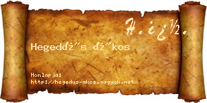 Hegedűs Ákos névjegykártya